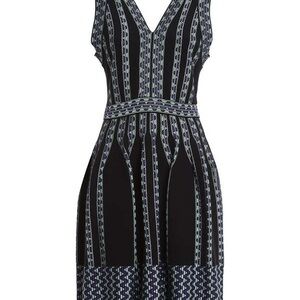 Missoni Black and Blue Patterned  V-neck Fit & Flare
Dress